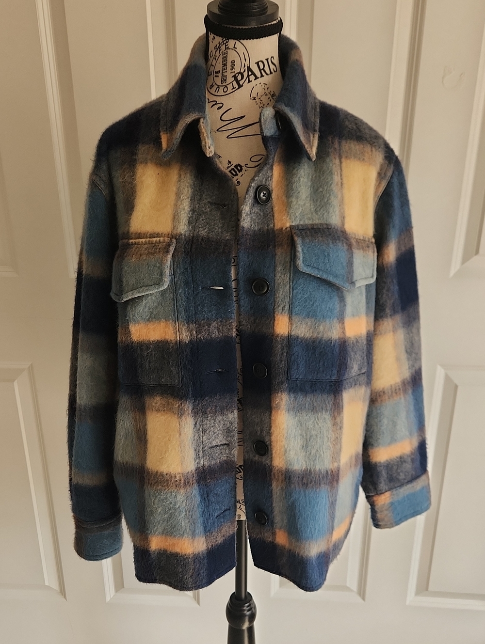 Faherty Blue Plaid Shacket SZ S